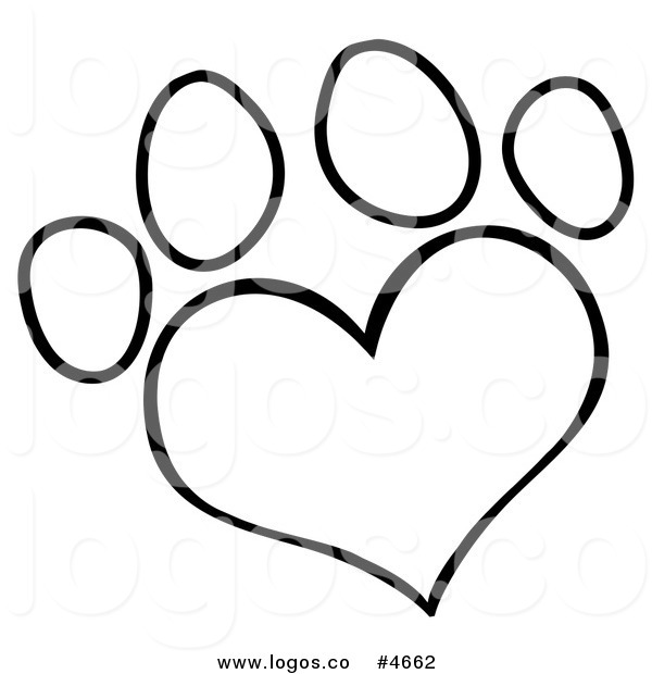 Paw Print Black And White Clipart