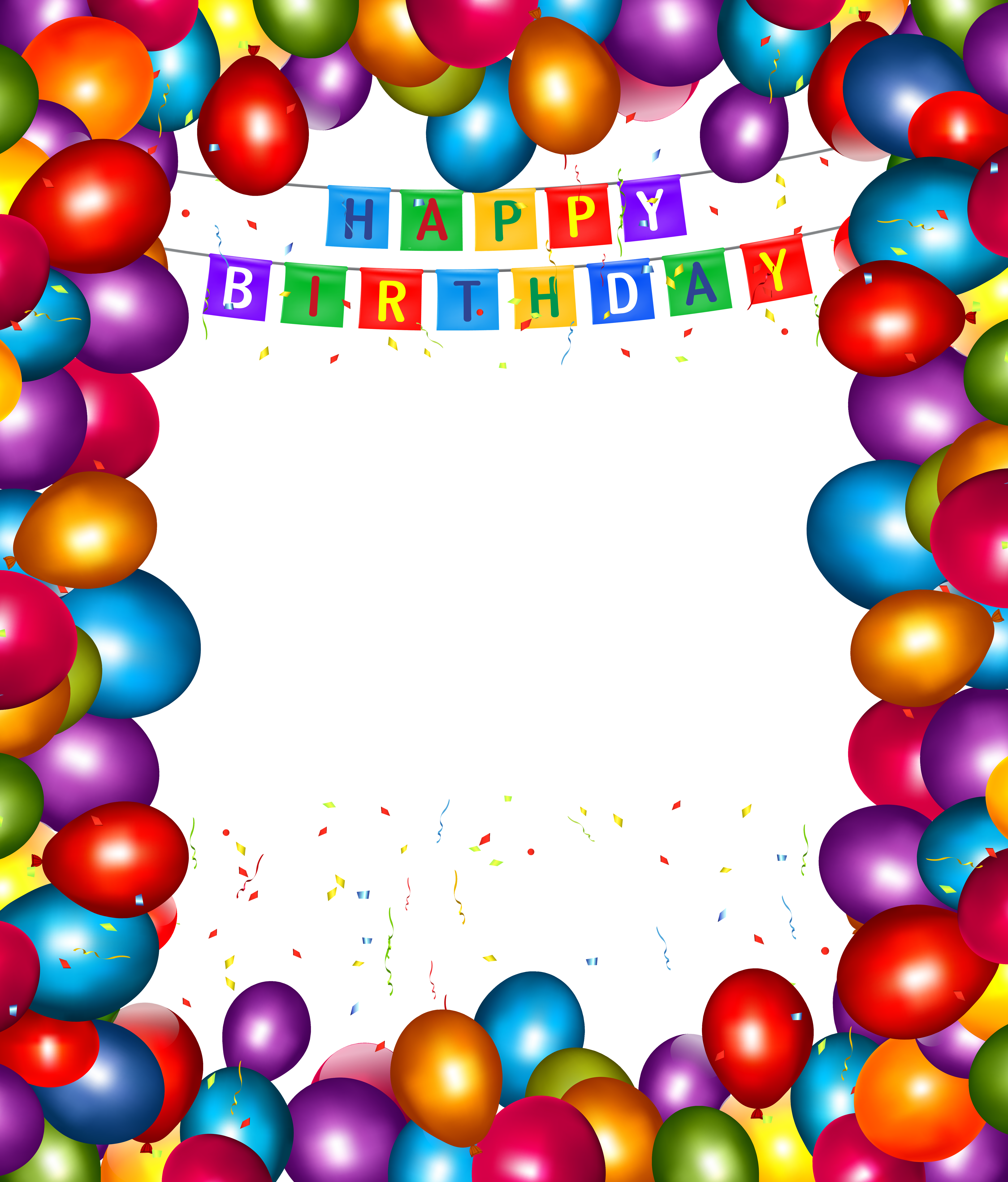 Happy Birthday Transparent Balloons PNG Frame