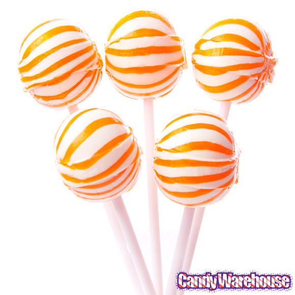 Orange Sassy Suckers Orange Striped Ball Lollipops: 100-Piece Bag ...