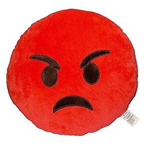 Amazon.com: 32cm Angry Emoji Round Red Plush Pillow Emoticon: Toys ...