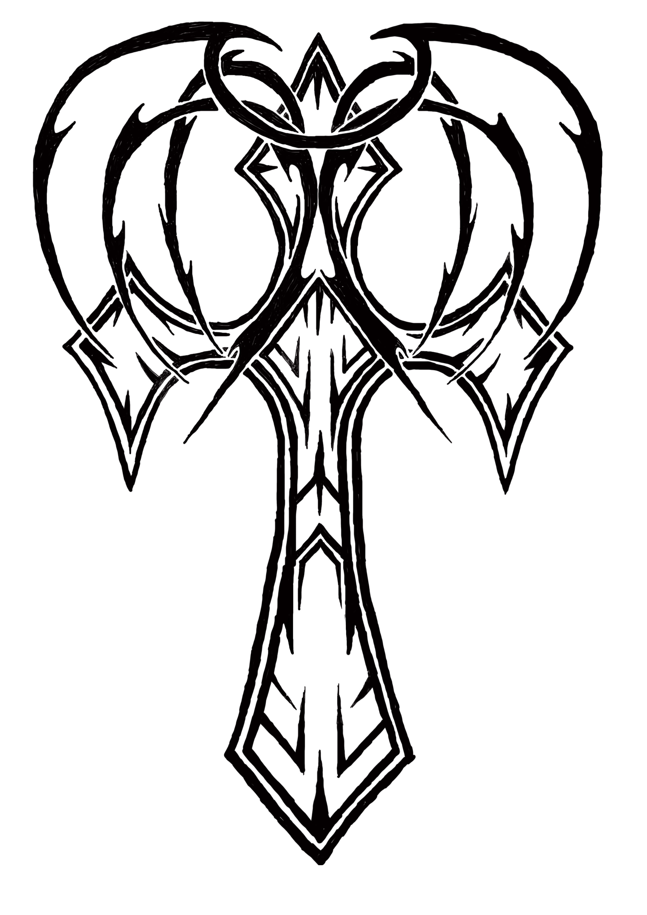 simple tribal cross with wings