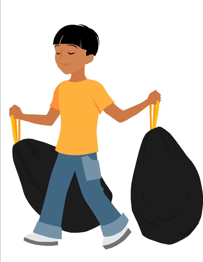 Boy doing chores clipart