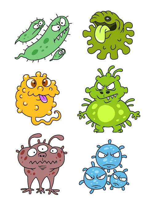 Funny cartoon bacteria and virus vector 05 - Vector Cartoon free ...