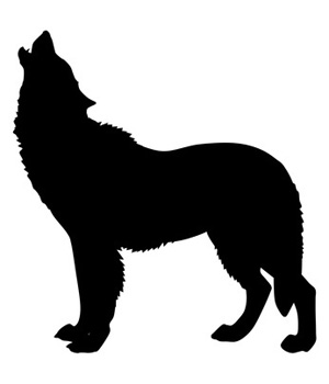 Clip Art of Howling Wolf Silhouette - Dog Pictures