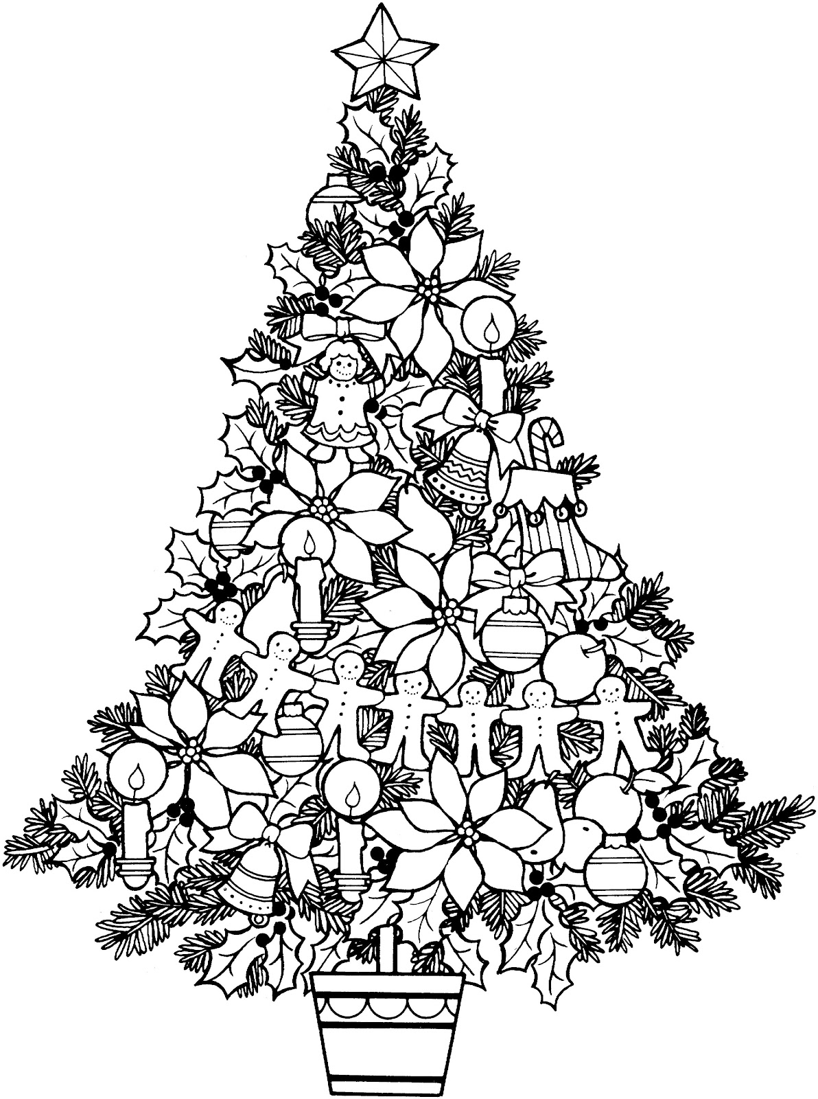 free clip art christmas tree black and white - photo #10