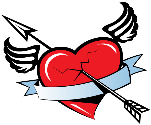 Red Winged Heart Banner with Arrow Free Vector | Free Valentine's ...