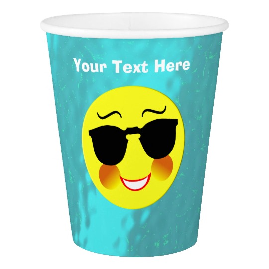 Funny Sunshine Emoji Smiley Face Paper Cup | Zazzle