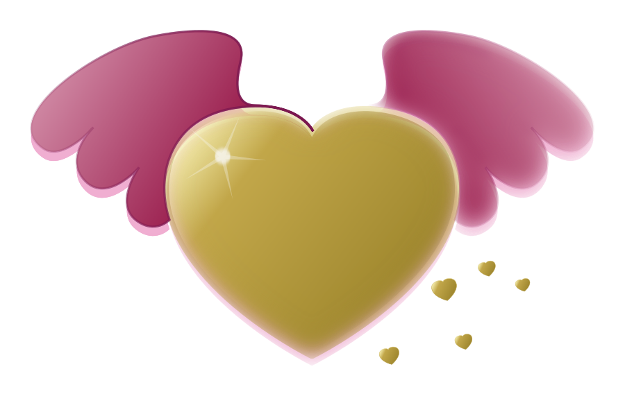 Gold Heart with Pink Wings SVG Vector file, vector clip art svg ...
