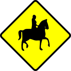 Caution Horse Ridder Crossing clip art Free Vector