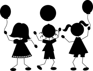 Silhouette Cartoon Clipart Image - Silhouette of Little Children ...