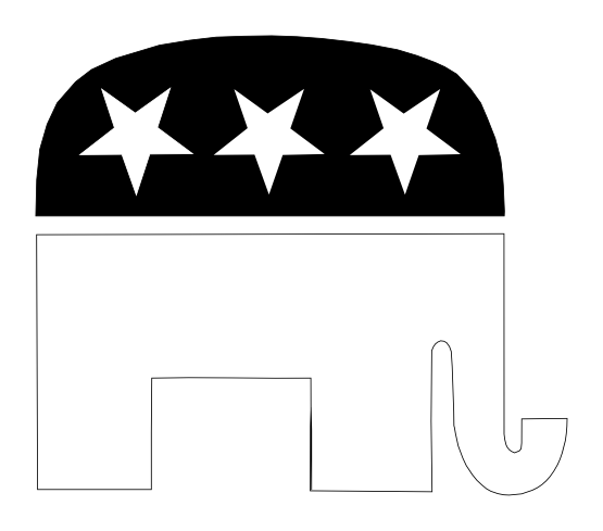 Preppy Republican Elephant Black White Line Art Coloring Sheet ...