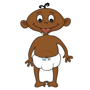 Baby Clipart Image - Cartoon of an Ethnic Baby Wearing a Diaper