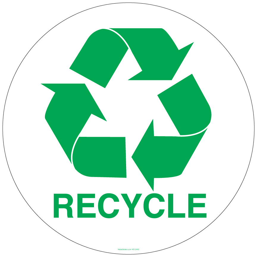 12 Inch Circle Recycling Symbol Sticker