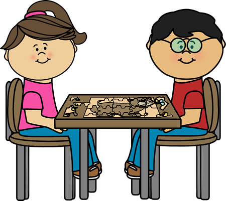 Kid sitting at table clipart