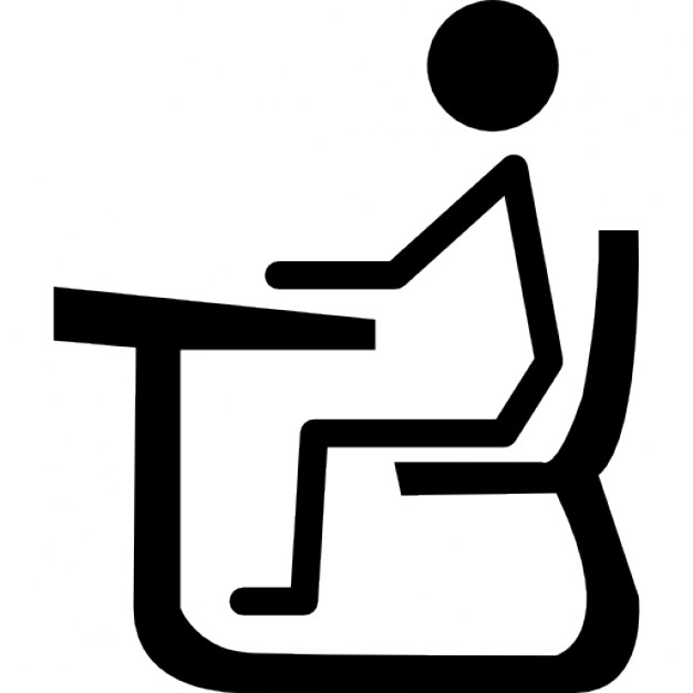 Student of stick man sitting on a chair on class desk Icons | Free ...