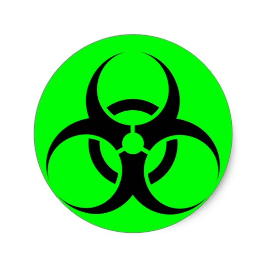 Bio Hazard or Biohazard Sign Symbol Warning Green Classic Round ...
