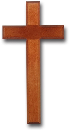 11" Beveled Light Cherry Wood Cross