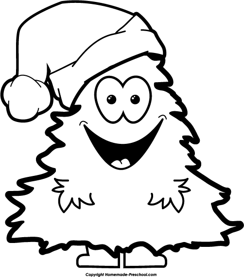 Clip Art Black And White Xmas Trees Clipart