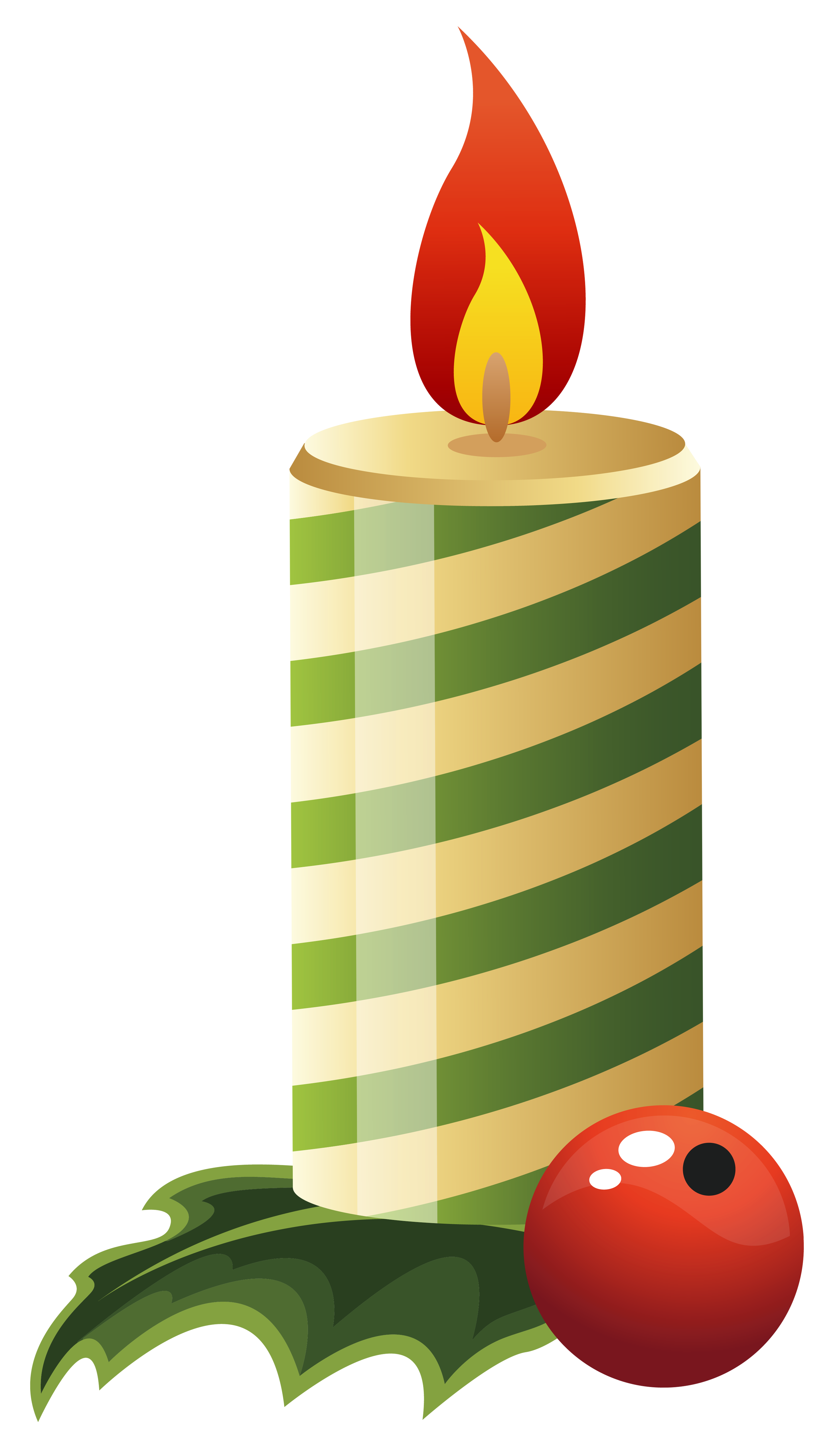 Green Christmas Candle PNG Clipart Image