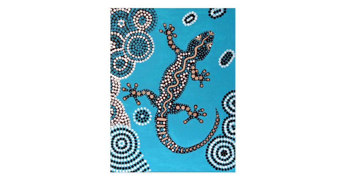 Aboriginal kind, Gecko, point painting, DOT Postcard | Zazzle