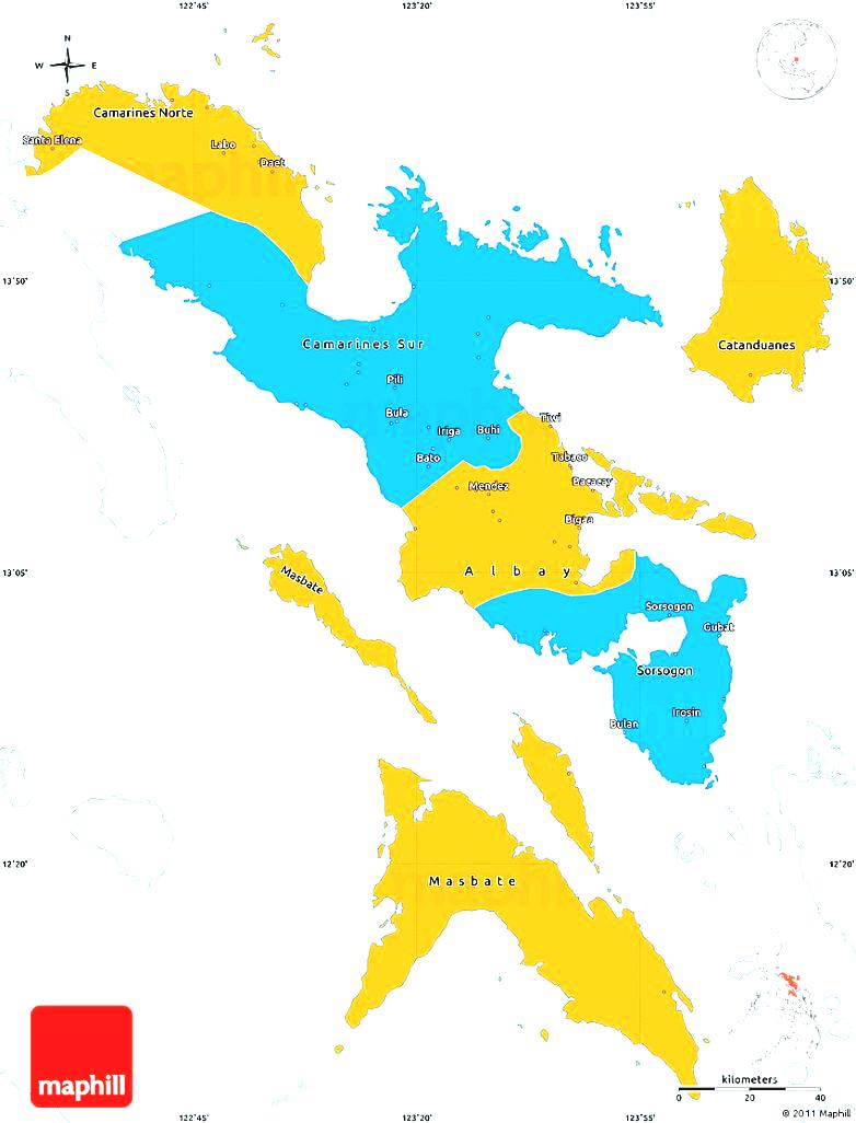 Region Map Political Simple Of Single Color Outside Westnortheast ...