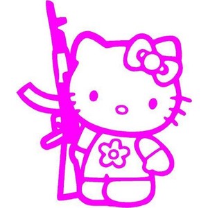 PINK Vinyl Decal Hello Kitty AK-47 AR-15 rifle tough gun sti ...