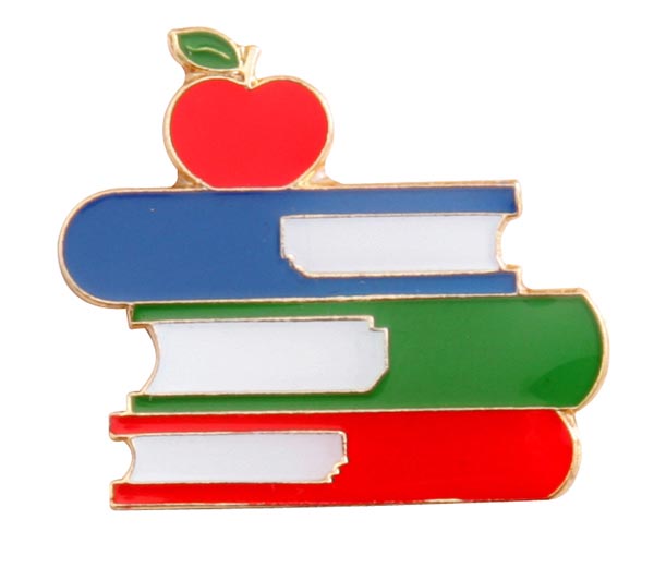 Books Stacked with Apple on Top Lapel Pin (056381) Details ...