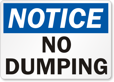 No Dumping Signs, Trash Litter Signs, SKU: S-