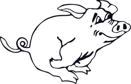 Outline Running Pig clip art vector, free vectors