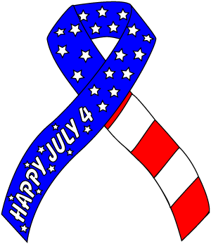 Patriotic July 4 Support Ribbon Clip Art