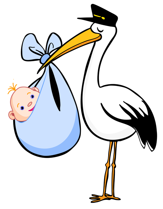 Free Clip Art for Birth Announcements - Blue Stork Delivery