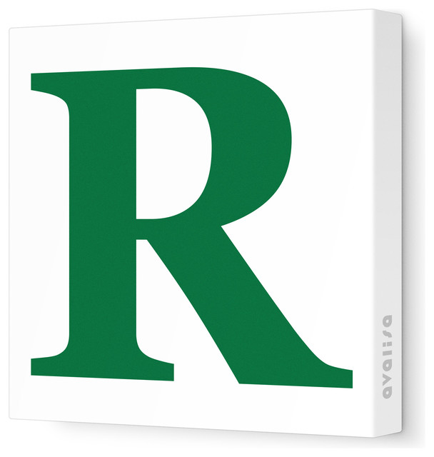 Letter - Upper Case 'R' Stretched Wall Art, 12" x 12", Dark Green ...