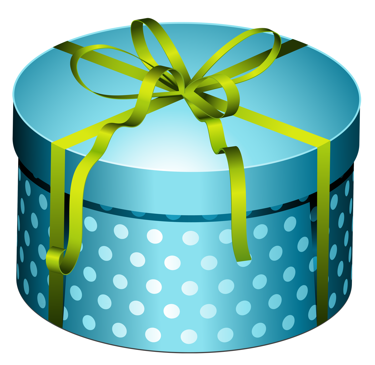 Blue Round Present Box with Bow PNG Clipart