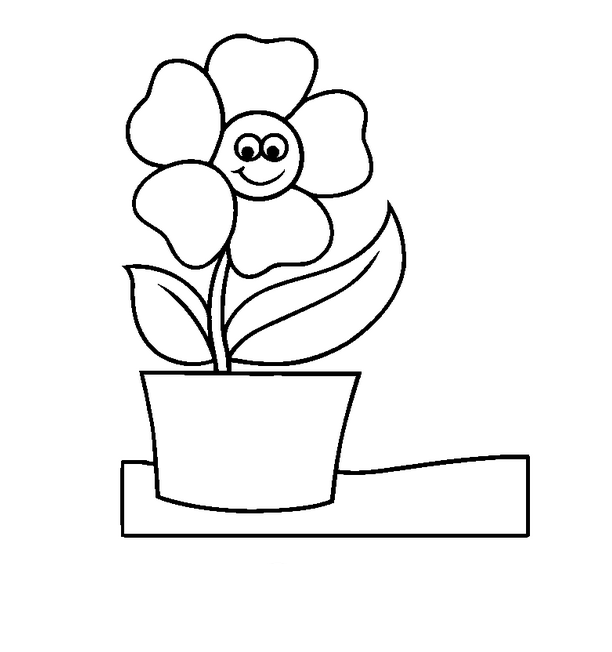 flower pot out line Colouring Pages