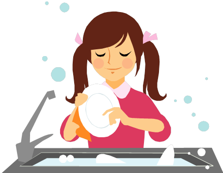 Little boy help with dishes clipart