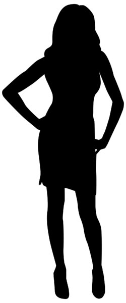 Lady standing silhouette clipart