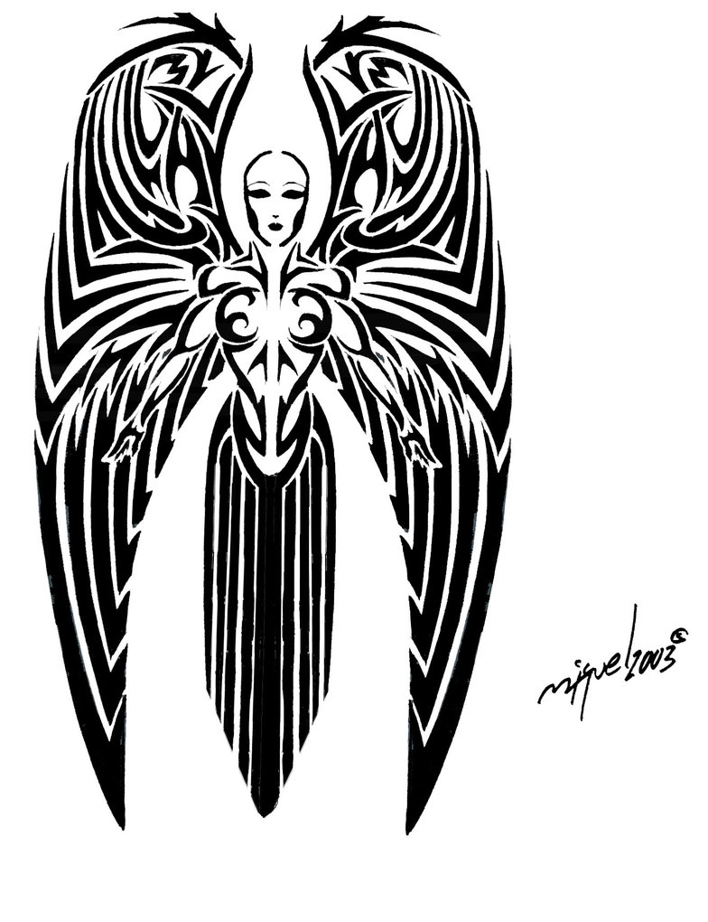 Tribal Angel Girl Tattoo Design | Tattooshunt.com