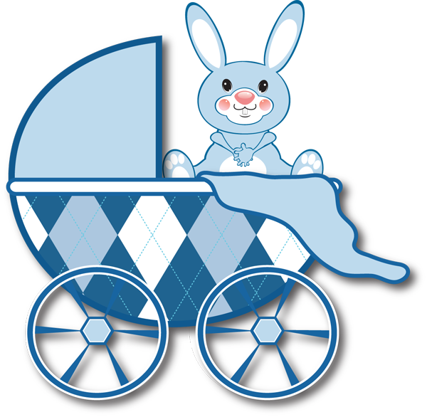 Free Clip Art for Birth Announcements - Blue Baby Carriage