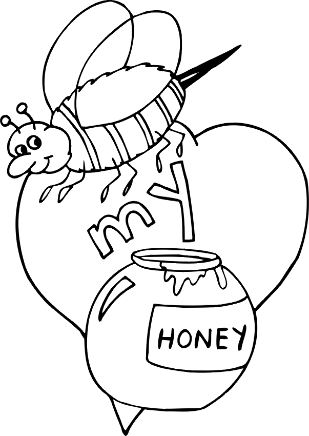 Honeycomb Coloring Pages : Honey Coloring Page. Honey Bee Coloring