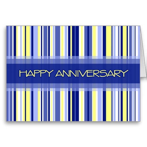 Blue Stripes Employee Anniversary Card from Zazzle.