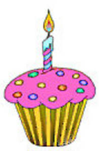 Free Clipart Picture Of A Pink Birthday Cupcake With A Candle ...