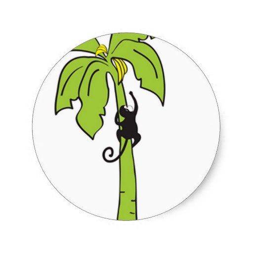 Monkey Climbing a Tree Round Stickers from Zazzle.