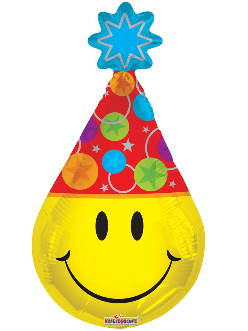 Smiley face with party hat clipart - ClipartFox