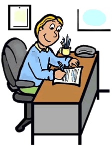 Man working at desk clipart