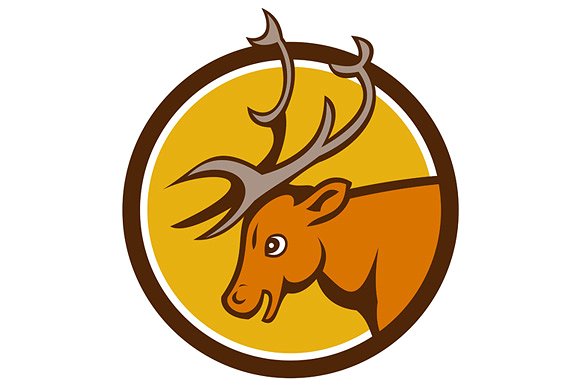 Stag Deer Buck Head Circle Cartoon ~ Illustrations on Creative Market