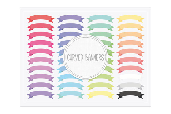 Curved Ribbon Banners Clip Art INSTANT by MaishopDigitalArt