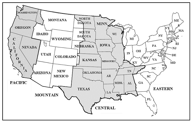 US Time Zone Map