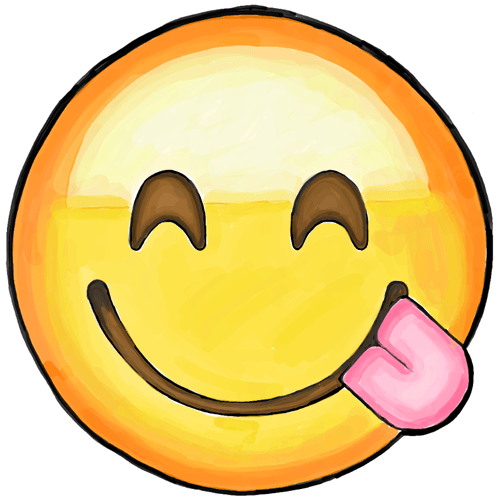 How to Draw Smiling Emoji with Tongue Sticking Out Tutorial - How ...