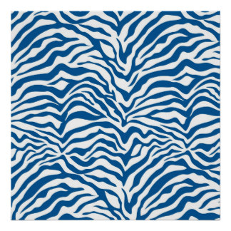 Blue Zebra Stripes Posters | Zazzle