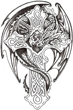 Tattoo Inspiration | Celtic Cross Tattoos, Celtic Dragon…